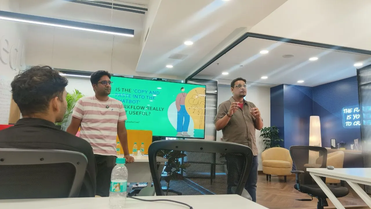 Kamal and Vivek presenting at a meetup